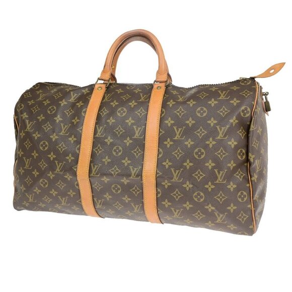 LOUIS VUITTON Keepall 50 Travel Hand Bag Monogram Leather Brown - Picture 1 of 16
